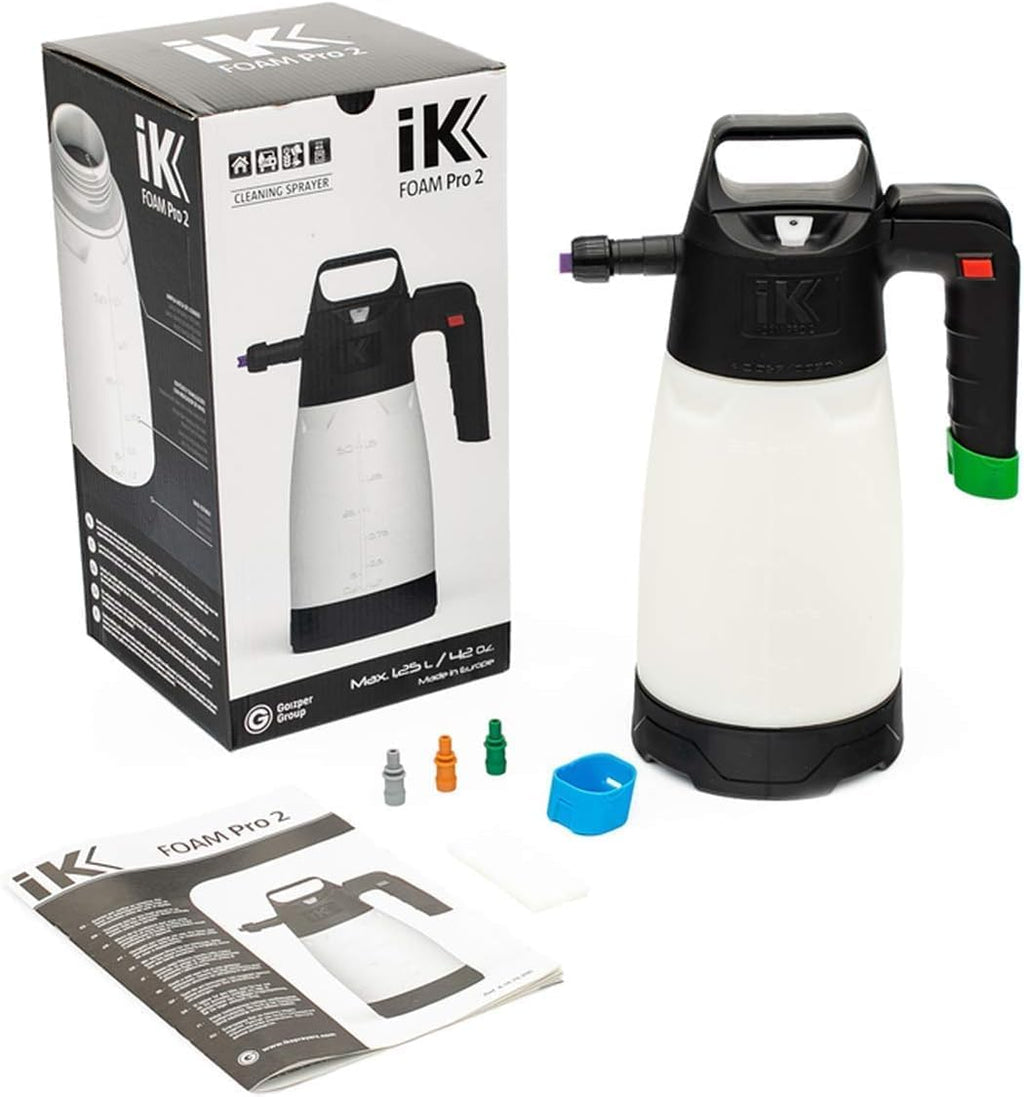 Professional Sprayer IK Foam Pro 2 - Cleaning, Automotive, Detailing and Wheel Cleaner Applicator - Designed for Application of Foaming Agents - Professional Cleaning -Mouth Opening - Made in Europe