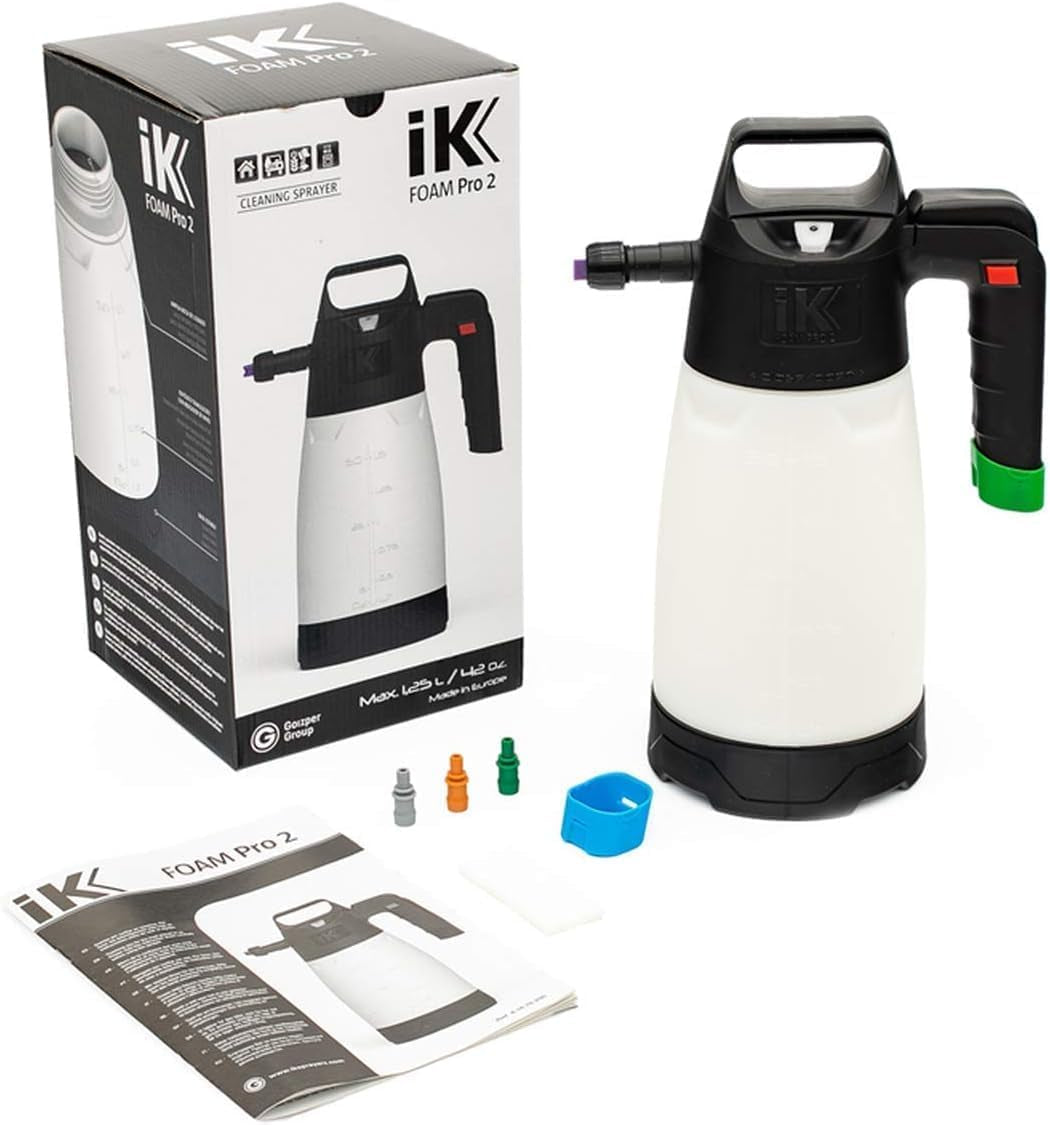 Professional Sprayer IK Foam Pro 2 - Cleaning, Automotive, Detailing and Wheel Cleaner Applicator - Designed for Application of Foaming Agents - Professional Cleaning -Mouth Opening - Made in Europe